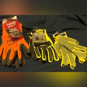3- CAT WORK GLOVES Large High Impact Utility, Boss Gloves & Safety Protection